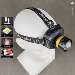 High lumen long-range rechargeable zoom human body sensing LED headlight