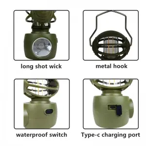 Portable Emergency Tent Hiking Charging Flashlight Hook Camping Light