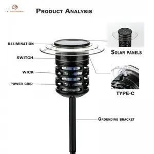 Solar powered mosquito repellent color lighting holiday courtyard lights