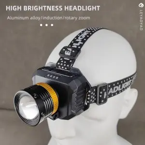 High lumen long-range rechargeable zoom human body sensing LED headlight