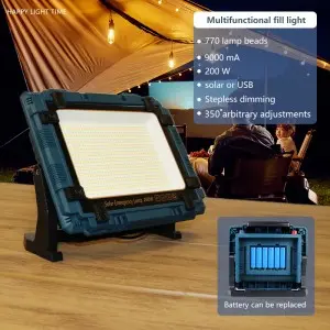 200W/400W/800W solar USB Dual purpose charging High power work lamp