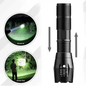 LED scalable tactical aluminum alloy flashligh zoom set flashlight
