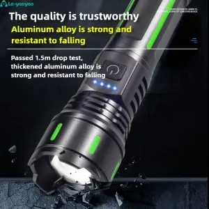 WS003A Aluminum Alloy White Laser Light Display Multiple Charging Options Retractable Zoom Flashlight