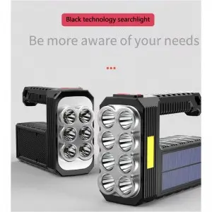 Built-in Life Waterproof USB Solar Rechargeable Led Flashlight Solar Searchlight
