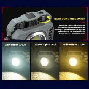 360° Adjustable Dual-LED Work Light, IP44 Waterproof, Magnetic Base,Red Light Strobe